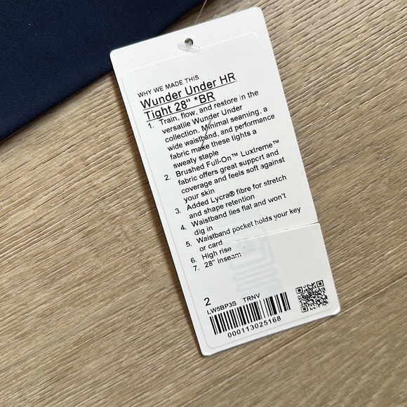 wunder under luxtreme brushed 25" size 2 true navy lululemon nwt - Picture 3 of 16